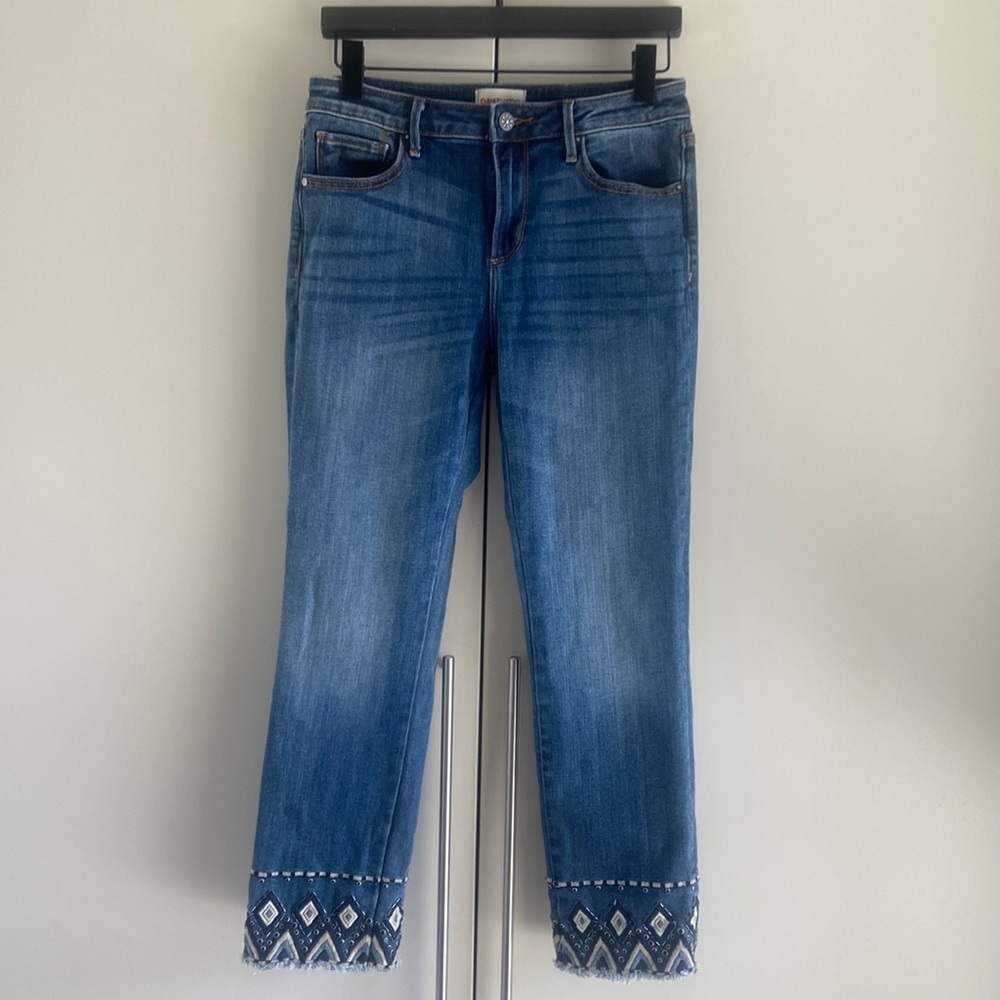 Driftwood Colette Embroidered Denim Boho Cropped Jeans